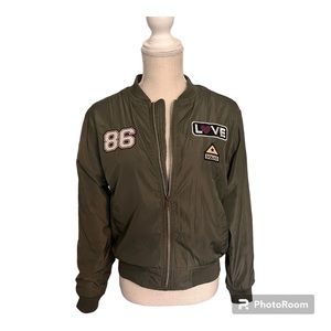 Hype Army Green Military style Bomber Jacket Large